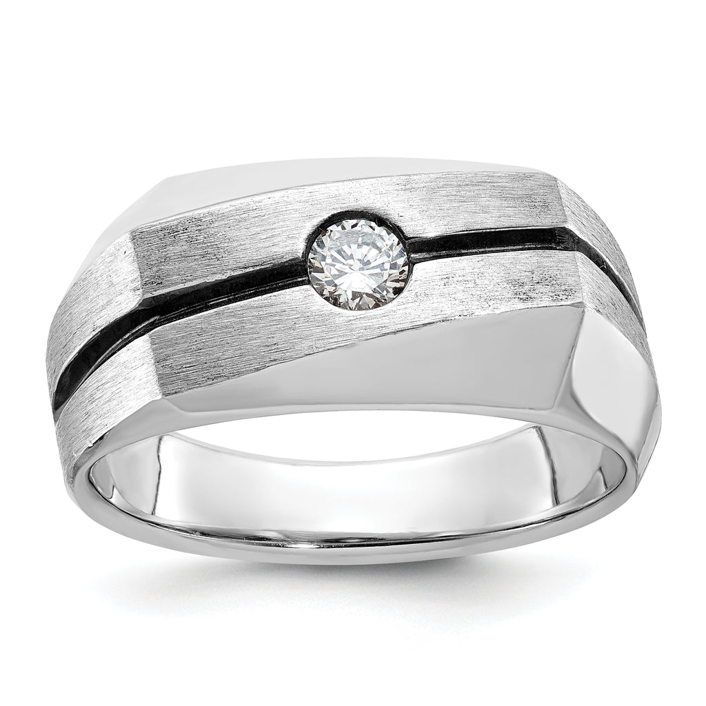 14k White Gold Mens Polished and Satin Diamond Ring Mounting, Mounting Only - Sophia Jewelers