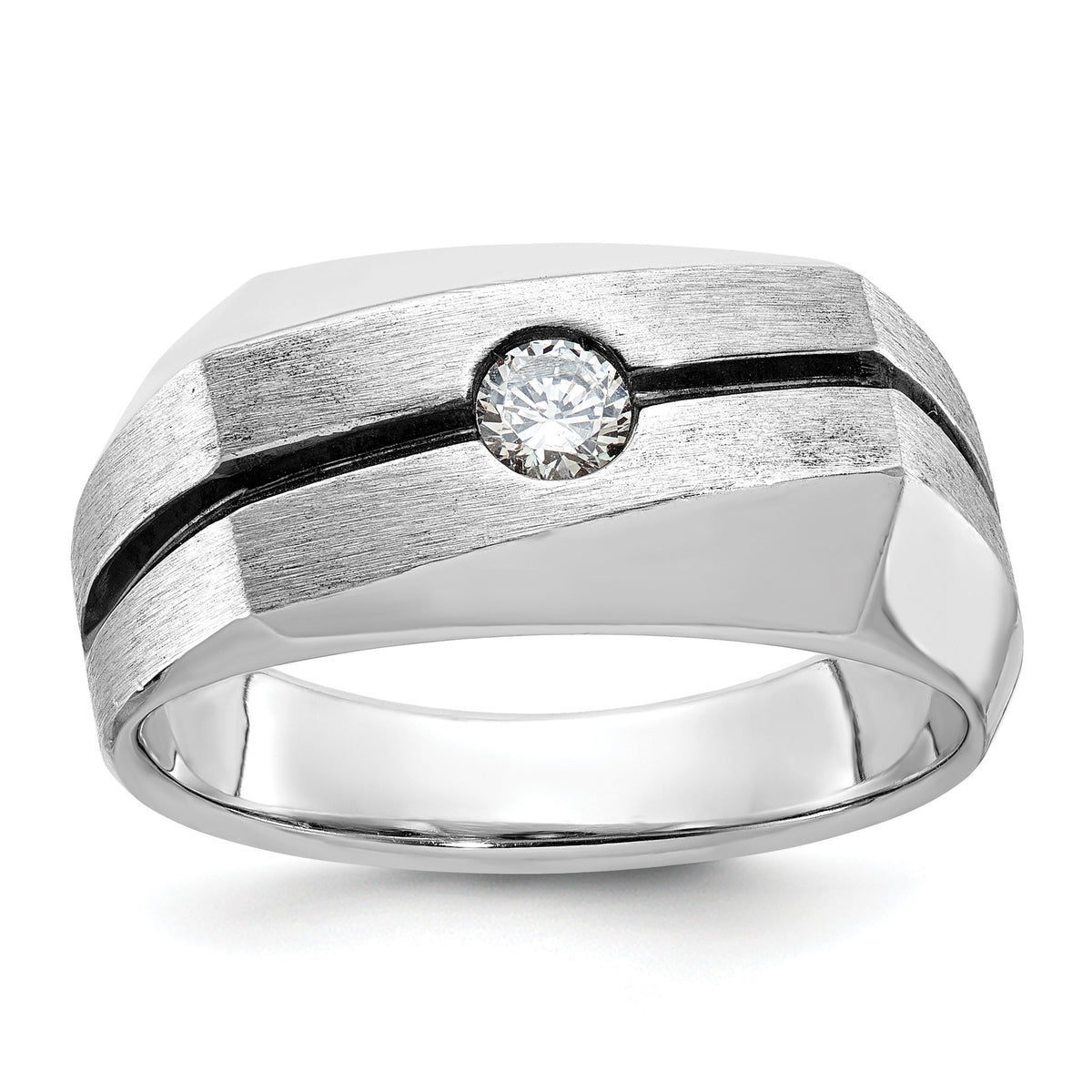 Men's Black Diamond Ring in 14K White Gold, Satin (1/5 ct. tw.), Size 10 - Sophia Jewelers Main image