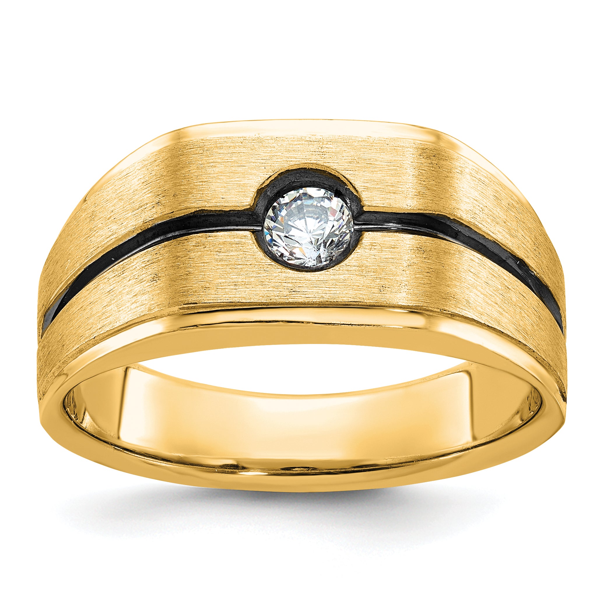 10k Men's w/Black Rhodium Satin Diamond Complete Ring