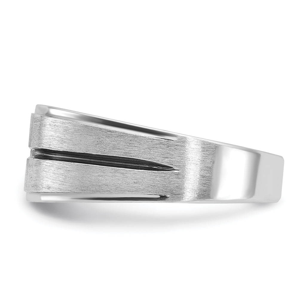 14k White Gold Mens Polished and Satin Diamond Ring Mounting, Mounting Only - Sophia Jewelers