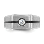 14k White Gold with Black Rhodium Mens Satin 1/5 carat Diamond Complete Ring - Sophia Jewelers