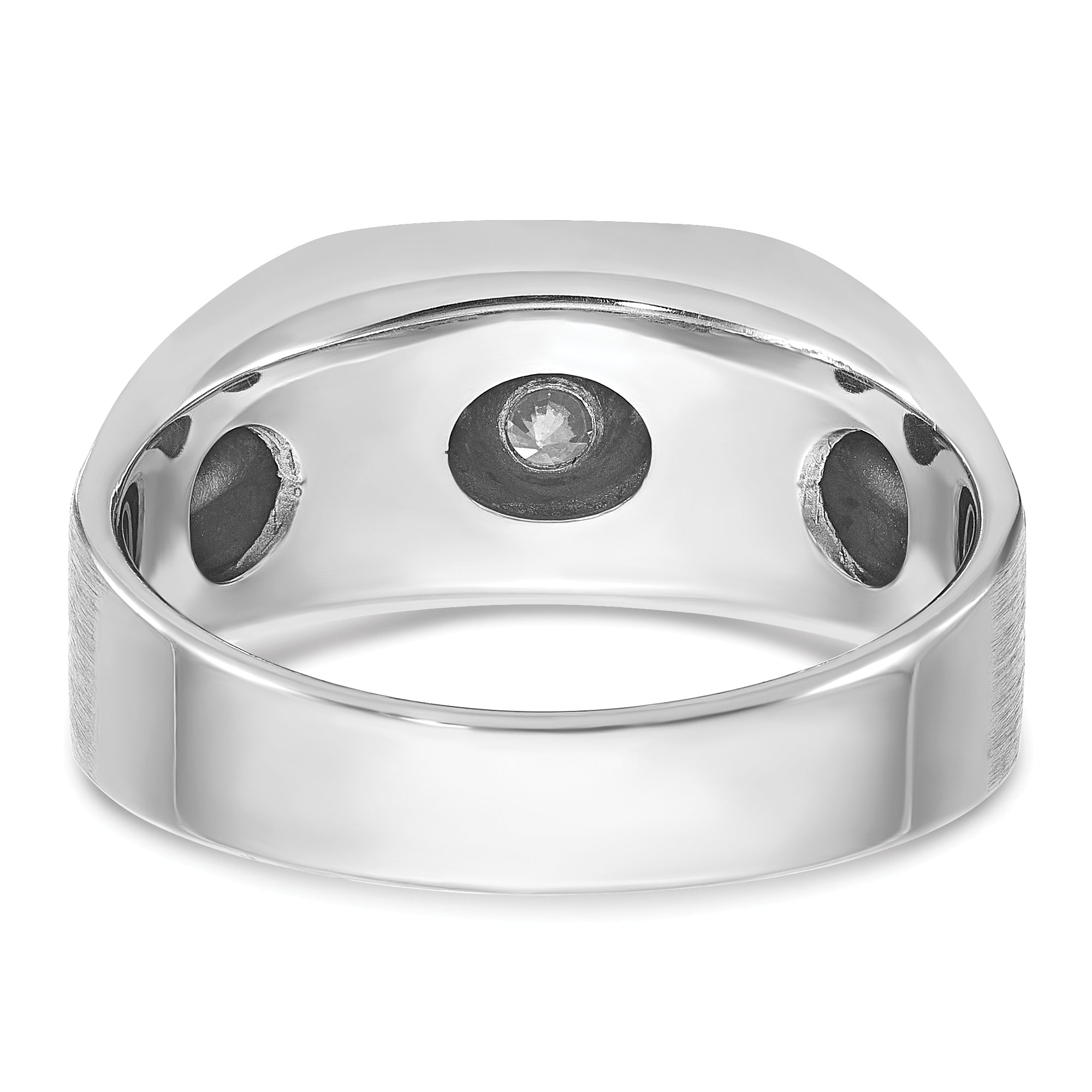 14k White Gold Mens Polished and Satin Diamond Ring Mounting, Mounting Only - Sophia Jewelers