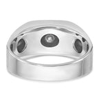 14k White Gold with Black Rhodium Mens Satin 1/5 carat Diamond Complete Ring - Sophia Jewelers