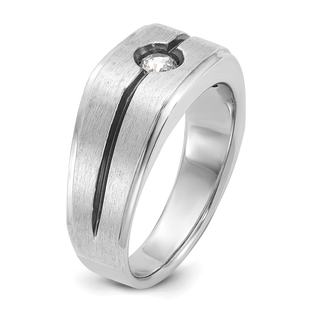 14k White Gold Mens Polished and Satin Diamond Ring Mounting, Mounting Only - Sophia Jewelers