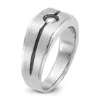 14k White Gold with Black Rhodium Mens Satin 1/5 carat Diamond Complete Ring - Sophia Jewelers