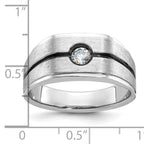 14k White Gold with Black Rhodium Mens Satin 1/5 carat Diamond Complete Ring - Sophia Jewelers