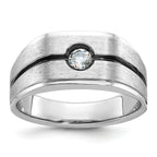 14k White Gold with Black Rhodium Mens Satin 1/5 carat Diamond Complete Ring - Sophia Jewelers