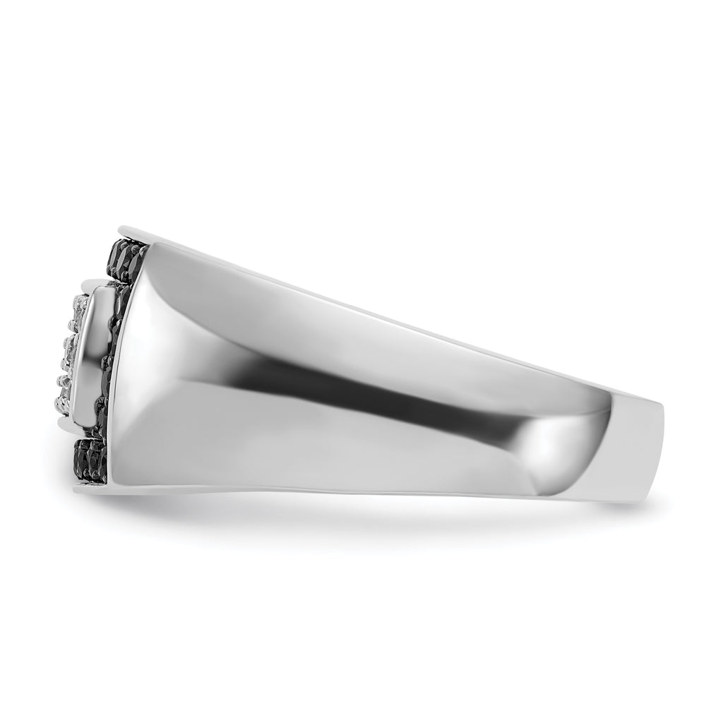 14k White Gold Men's Polished Rectangular Cluster Ring Mounting, Mounting Only - Sophia Jewelers
