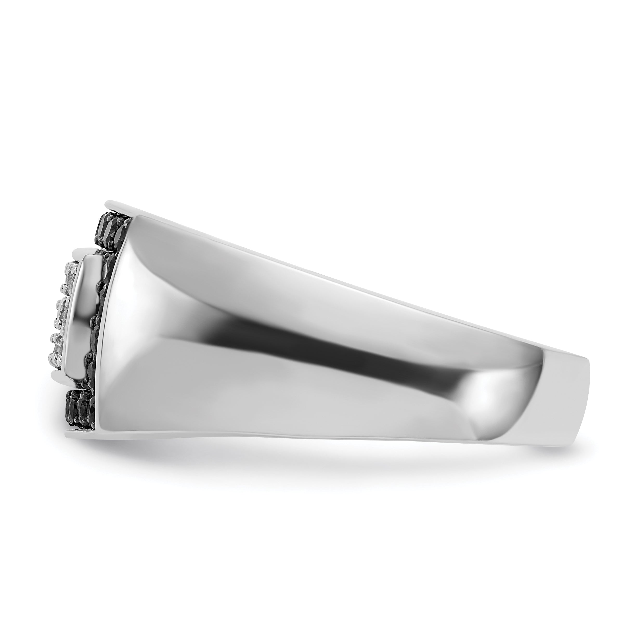 14k White Gold Men's Polished Rectangular Cluster Ring Mounting, Mounting Only - Sophia Jewelers