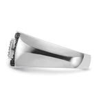 14k White Gold Men's Polished 1 Carat Black and White Diamond Rectangular Cluster Ring - Sophia Jewelers