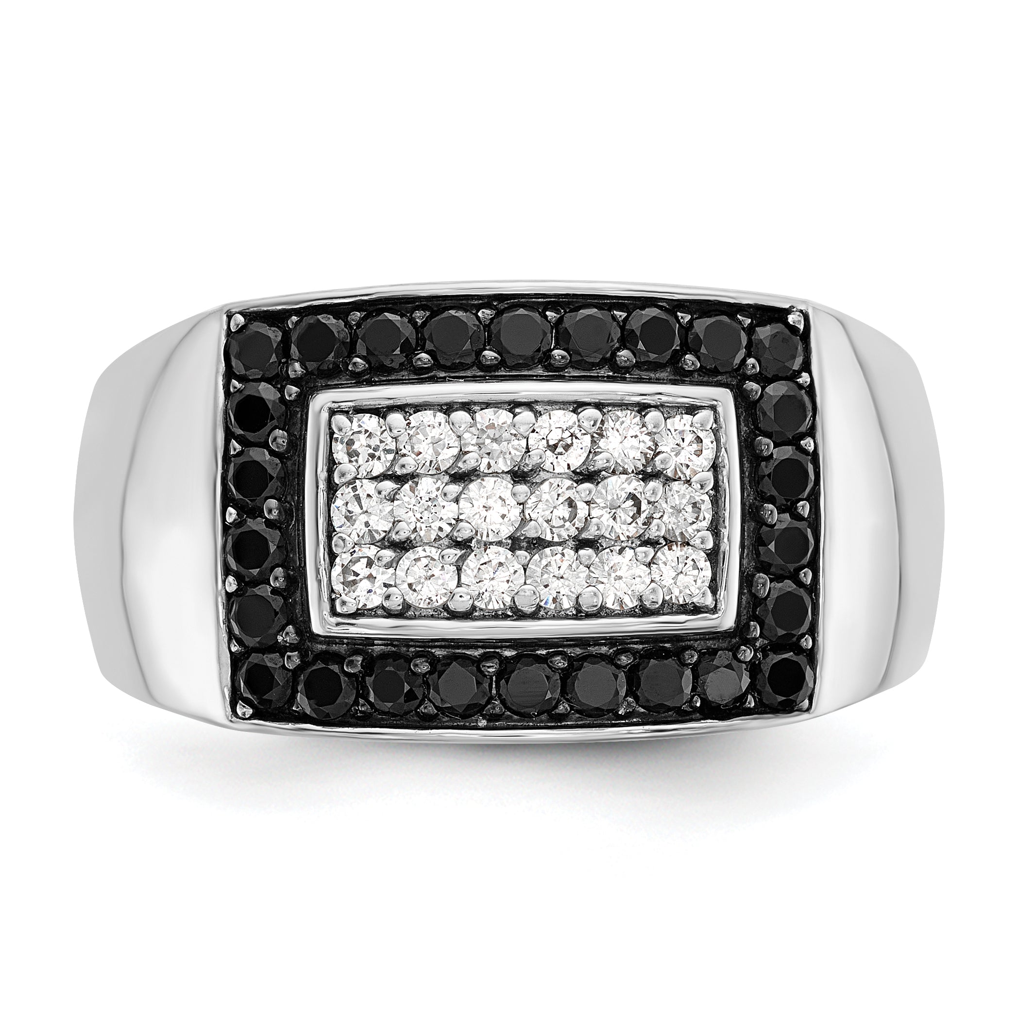 14k White Gold Men's Polished Rectangular Cluster Ring Mounting, Mounting Only - Sophia Jewelers