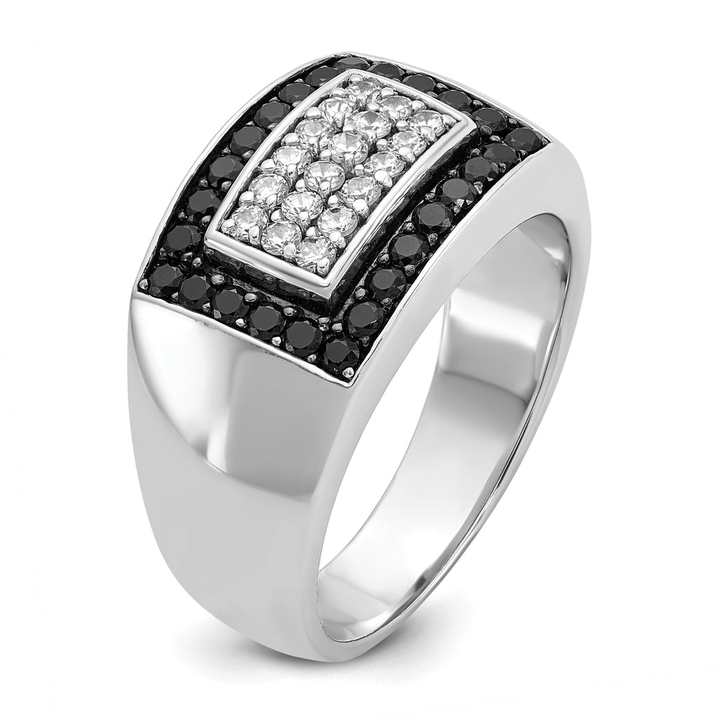 14k White Gold Men's Polished Rectangular Cluster Ring Mounting, Mounting Only - Sophia Jewelers