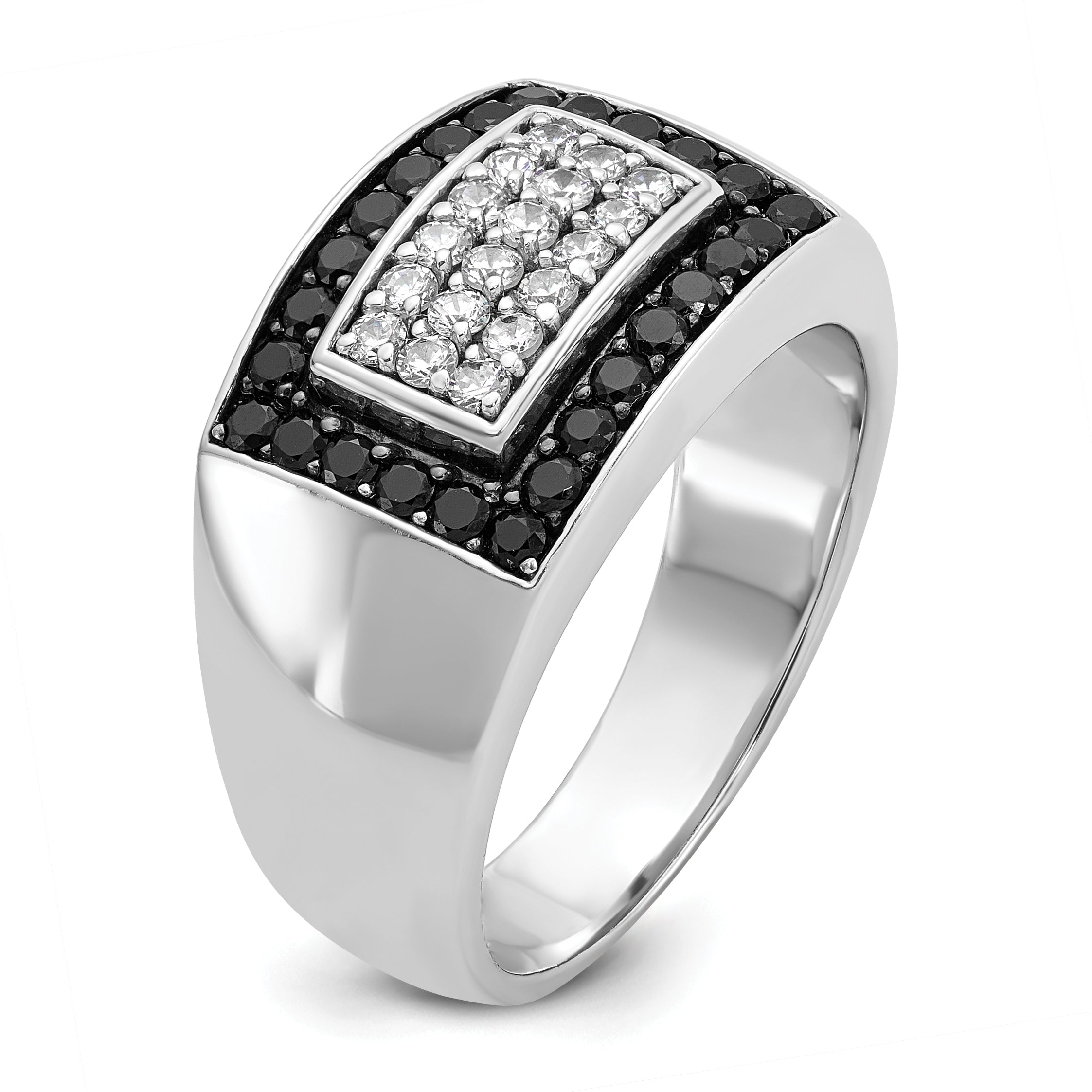 14k White Gold Men's Polished Rectangular Cluster Ring Mounting, Mounting Only - Sophia Jewelers