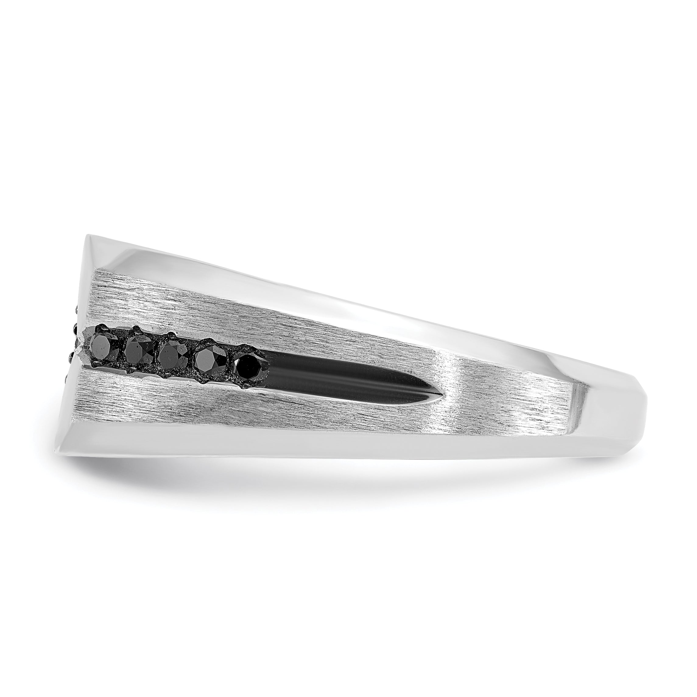 14k White Gold Men's Polished Satin and Grooved Ring Mounting, Mounting Only - Sophia Jewelers