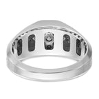 14k White Gold with Black Rhodium Men's Polished Satin and Grooved 1/2 Carat AA Quality Black and Wh - Sophia Jewelers