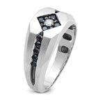14k White Gold Men's Polished Satin and Grooved Ring Mounting, Mounting Only - Sophia Jewelers