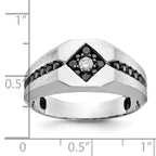 14k White Gold Men's Polished Satin and Grooved Ring Mounting, Mounting Only - Sophia Jewelers