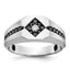 14k White Gold with Black Rhodium Men's Polished Satin and Grooved 1/2 Carat AA Quality Black and Wh - Sophia Jewelers