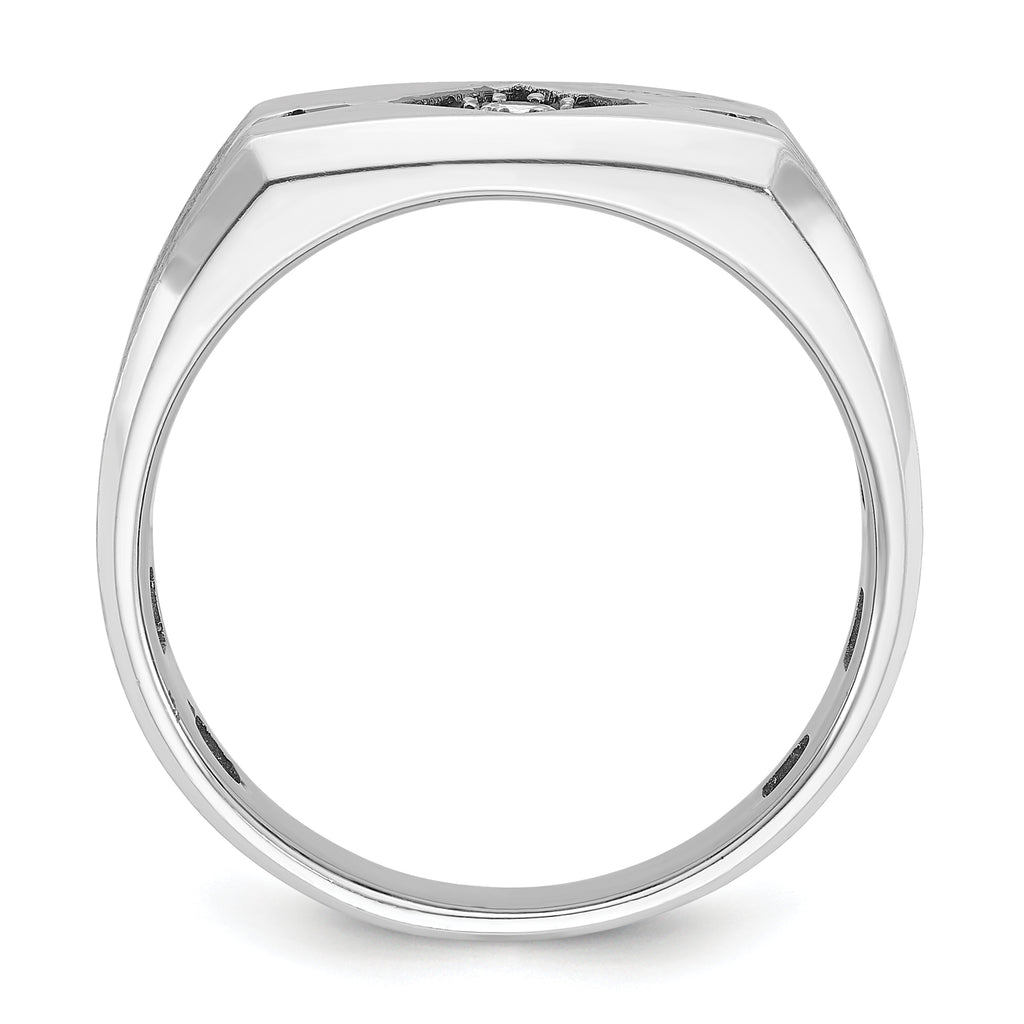10k White Gold with Black Rhodium Men's Satin Black and White Diamond Complete Ring