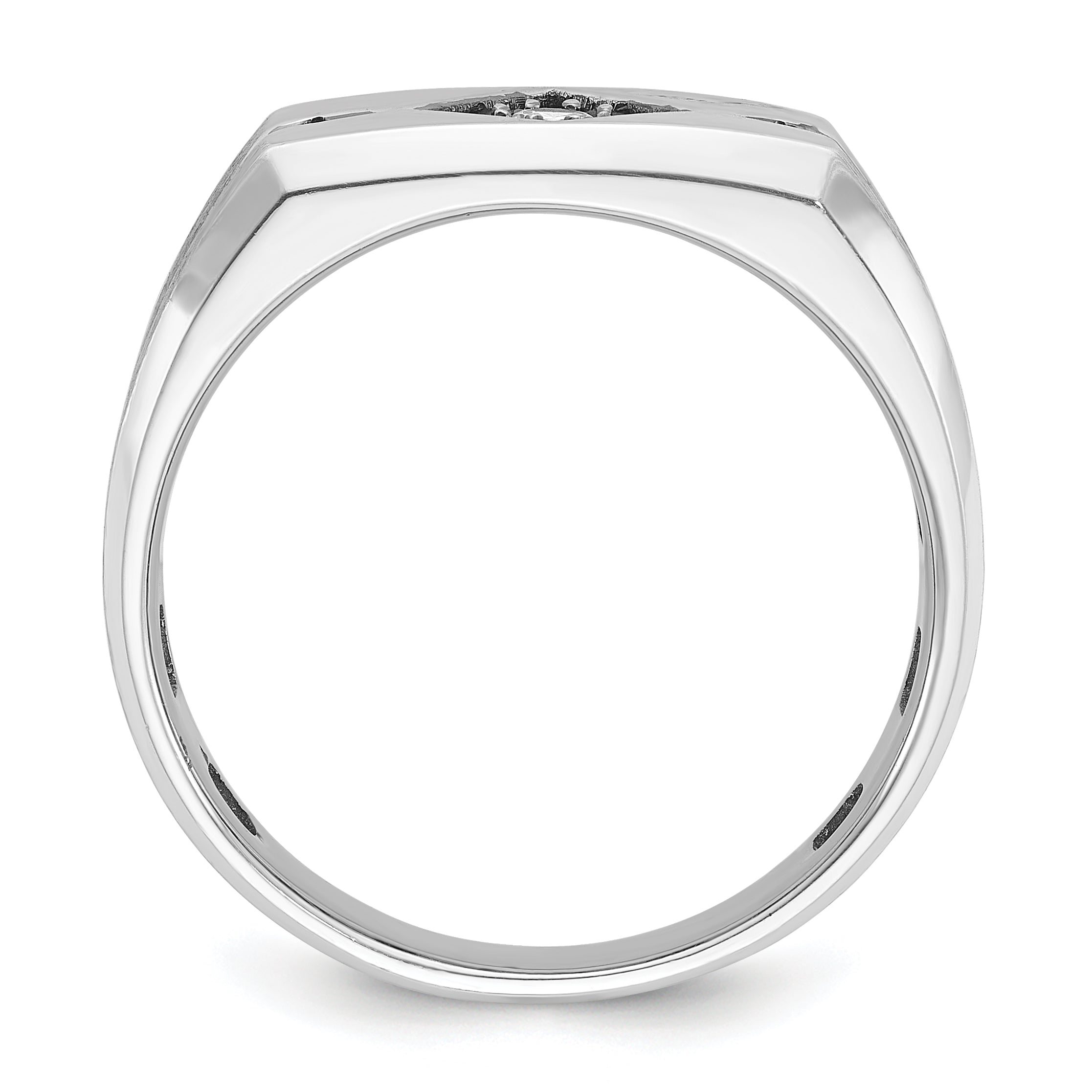 10k White Gold with Black Rhodium Men's Satin Black and White Diamond Complete Ring