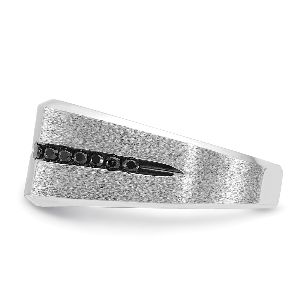 10k White Gold with Black Rhodium Men's Satin Black and White Diamond Complete Ring