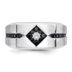10k White Gold with Black Rhodium Men's Satin Black and White Diamond Complete Ring