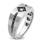 10k White Gold with Black Rhodium Men's Satin Black and White Diamond Complete Ring