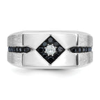 14k White Gold with Black Rhodium Satin 5/8 carat Black and White Diamond Complete Mens Ring - Sophia Jewelers