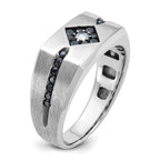 14k White Gold with Black Rhodium Satin 5/8 carat Black and White Diamond Complete Mens Ring - Sophia Jewelers