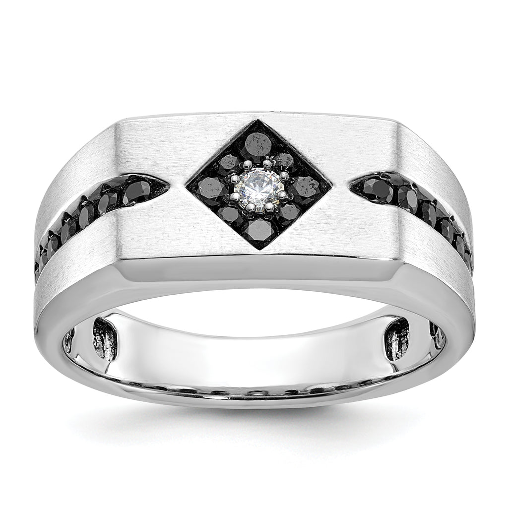 14k White Gold Satin Diamond Mens Ring Mounting, Mounting Only - Sophia Jewelers