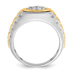 14k Two-Tone 1/2 carat Lab Grown Diamond VS/SI+ G+ Complete Ribbed Men's Cluster Ring