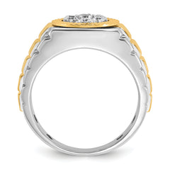 14k Two-Tone 1/2 carat Lab Grown Diamond VS/SI+ G+ Complete Ribbed Men's Cluster Ring