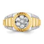 14k Two-Tone 1/2 carat Lab Grown Diamond VS/SI+ G+ Complete Ribbed Men's Cluster Ring