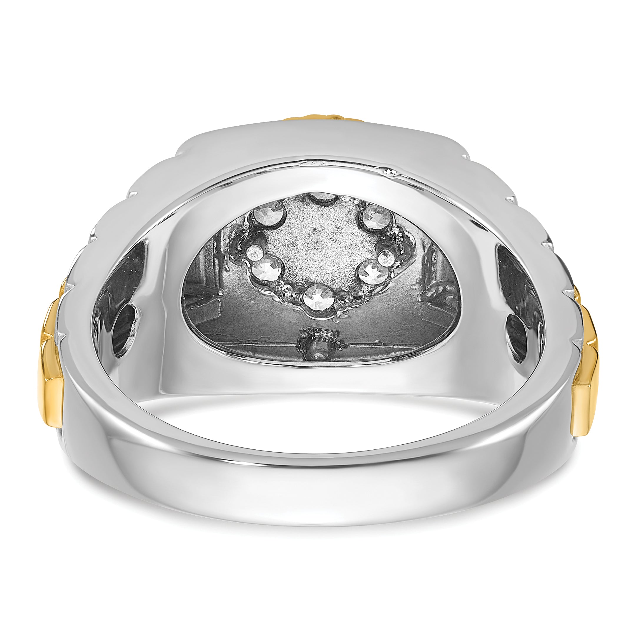 14k Two-Tone 1/2 carat Lab Grown Diamond VS/SI+ G+ Complete Ribbed Men's Cluster Ring