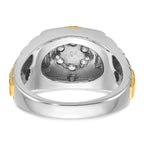14k Two-Tone 1/2 carat Lab Grown Diamond VS/SI+ G+ Complete Ribbed Men's Cluster Ring
