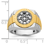 14k Two-tone Mens Polished Satin and Textured Cluster Ring Mounting, Mounting Only - Sophia Jewelers