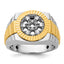 14k Two-tone Mens Polished Satin and Textured Cluster Ring Mounting, Mounting Only - Sophia Jewelers