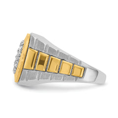 14k Two-tone Men's Polished Satin and Textured 1 Carat Lab Grown Diamond Ring - Sophia Jewelers