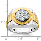 14k Two-tone Mens Polished Satin and Textured 1 Carat AA Diamond Cluster Ring - Sophia Jewelers