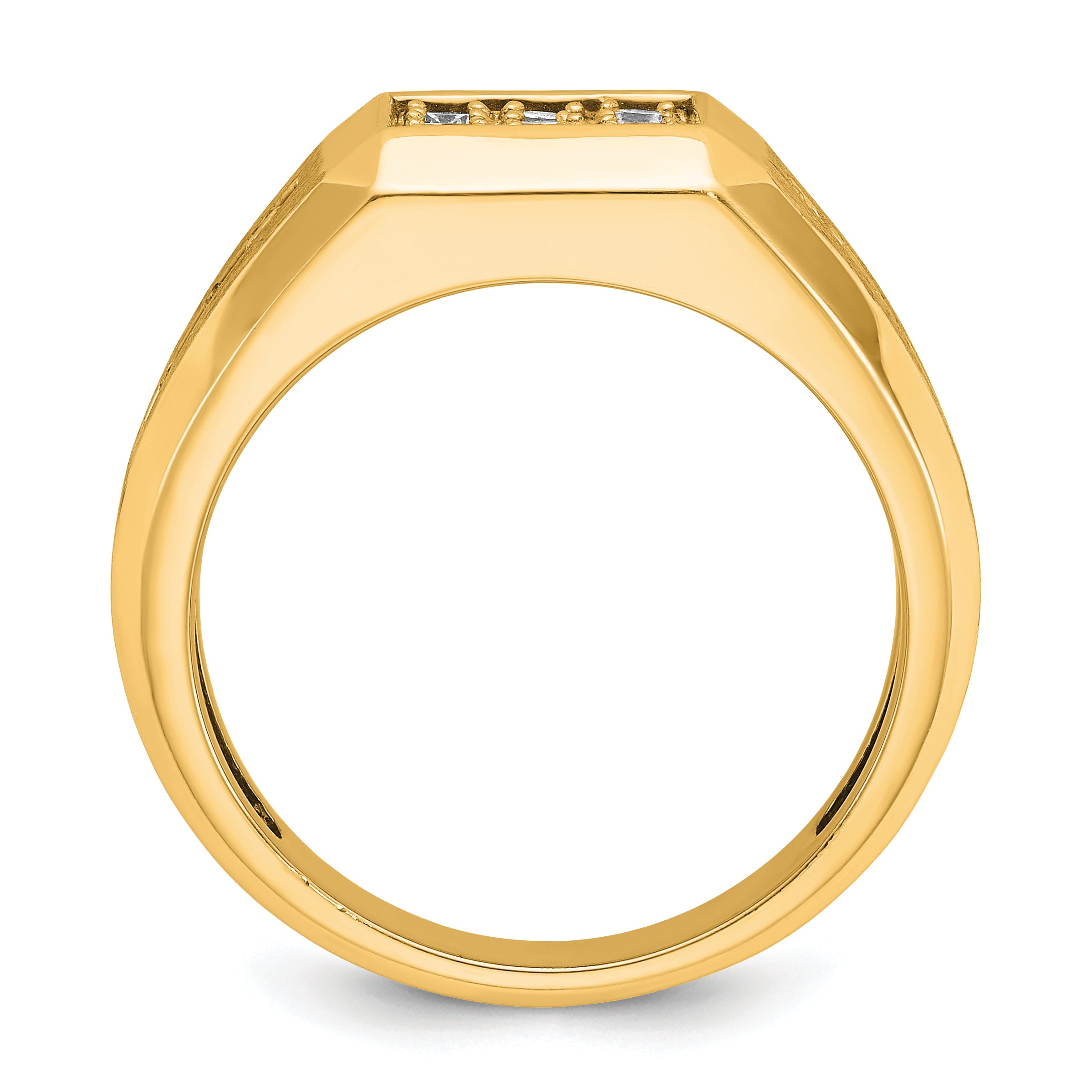 10k Men's Polished and Satin 1 Carat A Quality Diamond Square Cluster Ring