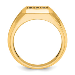 10k Men's Polished and Satin 1 Carat A Quality Diamond Square Cluster Ring