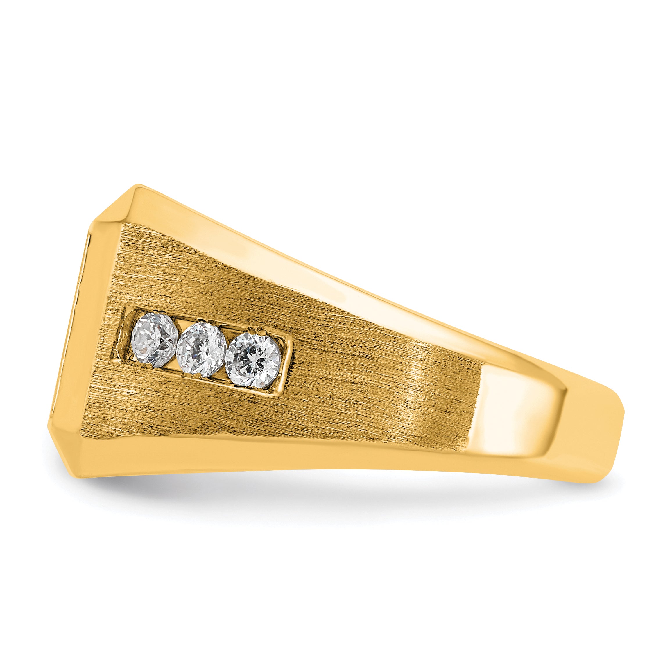 10k Men's Polished and Satin 1 Carat A Quality Diamond Square Cluster Ring