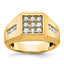 10k Men's Polished and Satin 1 Carat A Quality Diamond Square Cluster Ring