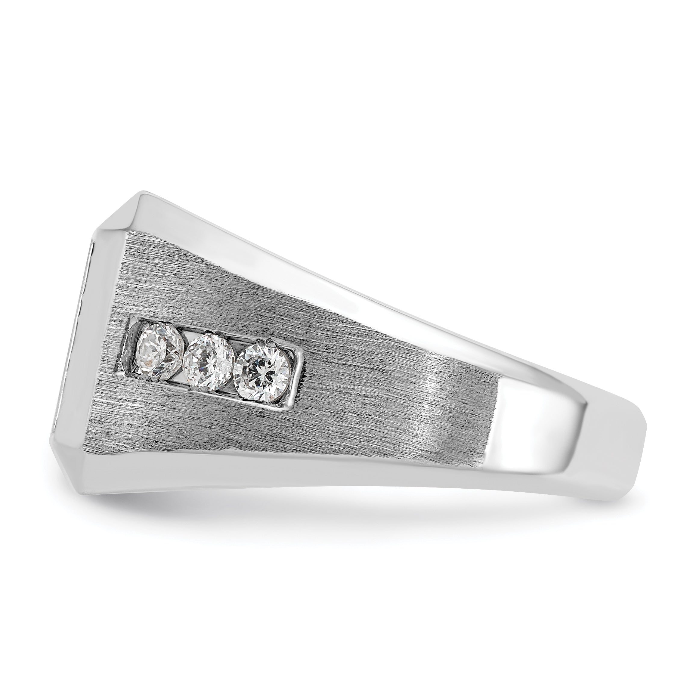 14k White Gold Men's Polished and Satin 1 Carat AA Quality Diamond Square Cluster Ring - Sophia Jewelers