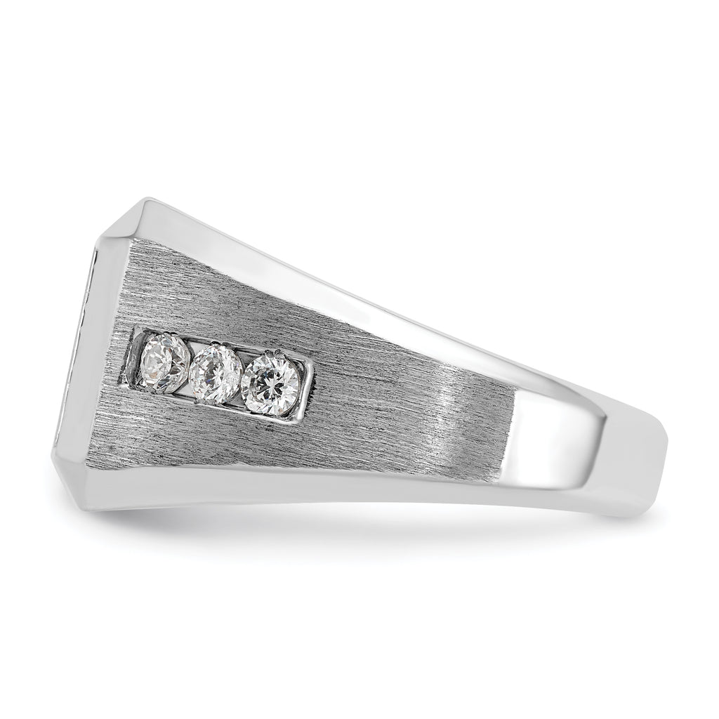 10k White Gold Men's Polished and Satin Square Cluster Ring Mounting, Mounting Only - Sophia Jewelers