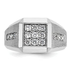 10k White Gold Men's Polished and Satin Square Cluster Ring Mounting, Mounting Only - Sophia Jewelers