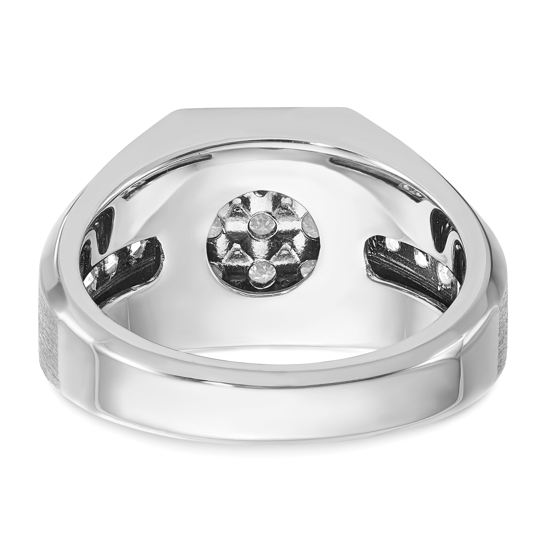 14k White Gold Men's Polished and Satin 1 Carat AA Quality Diamond Square Cluster Ring - Sophia Jewelers