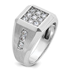 14k White Gold Men's Polished and Satin 1 Carat AA Quality Diamond Square Cluster Ring - Sophia Jewelers