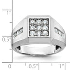 10k White Gold Men's Polished and Satin Square Cluster Ring Mounting, Mounting Only - Sophia Jewelers