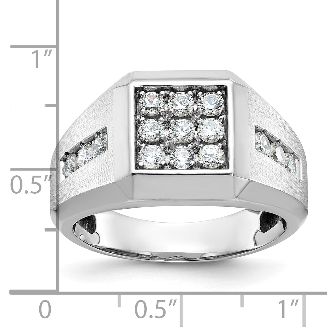 10k White Gold Men's Polished and Satin Square Cluster Ring Mounting, Mounting Only - Sophia Jewelers